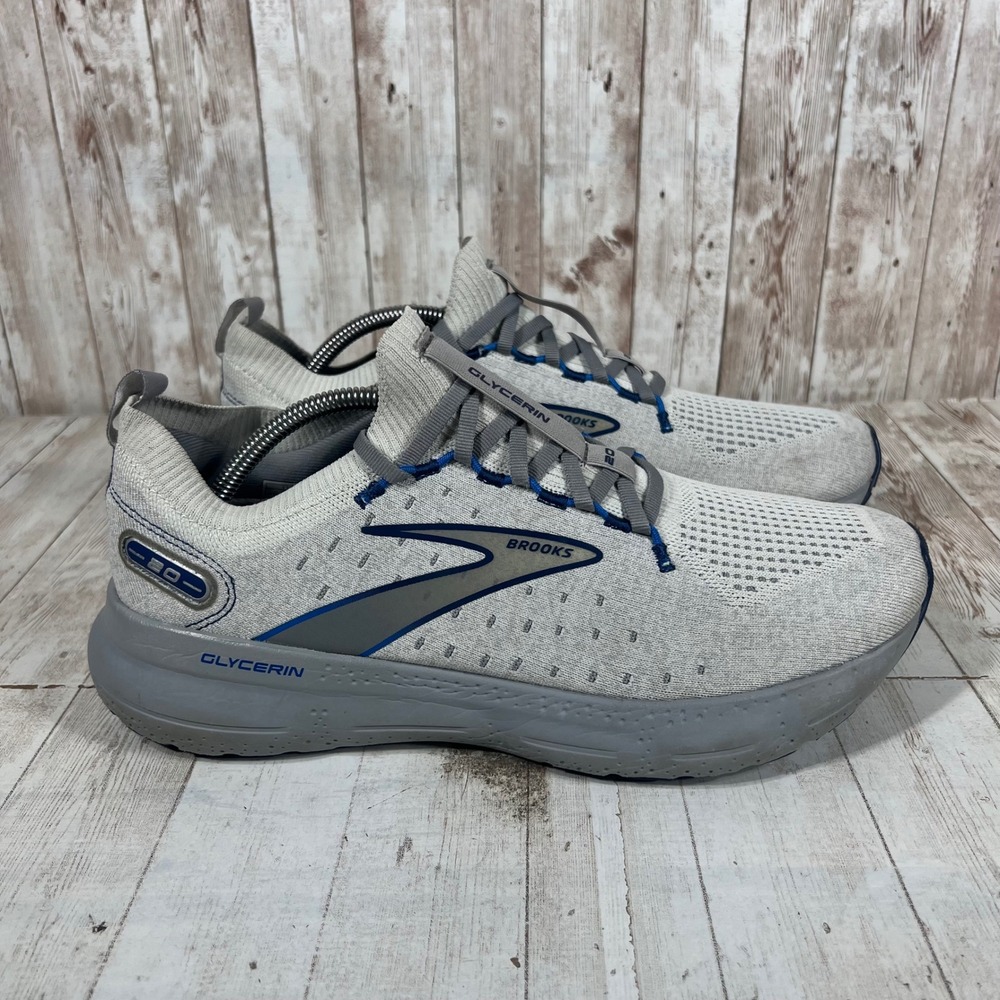 Brooks Glycerin StealthFit 20 Mens 11.5 Grey Blue Running Shoes 1103841D081